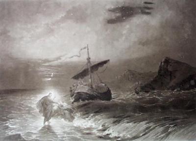 Christ Walking on the Sea (Restrike Etching) art print by Sanders