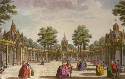 Chinese Pavilion Boxes, Vauxhall (Restrike Etching) art print by Wale