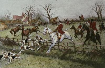 Full Cry Through the Homestead (Restrike Etching) art print by Wright