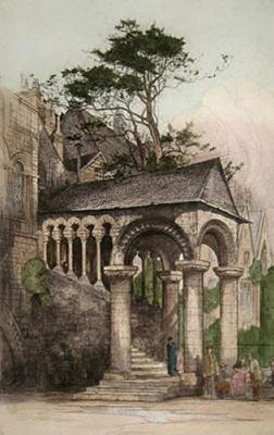 Canterbury, Norman Staircase (Restrike Etching) art print by Anonymous