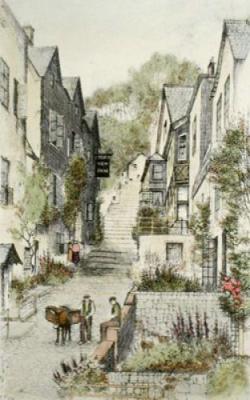 Clovelly, The New Inn (Restrike Etching) art print by Anonymous
