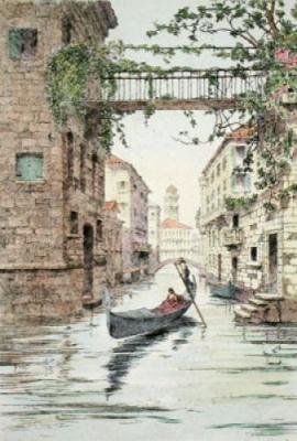 Gondola in Venice (Restrike Etching) art print by Anonymous