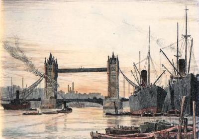 Tower Bridge (Restrike Etching) art print by Anonymous