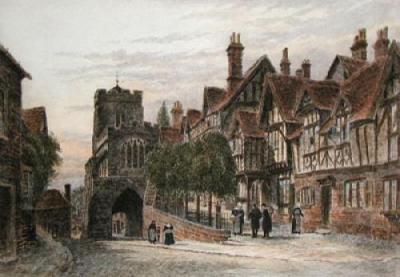 Warwick, Leycester Hopital (Restrike Etching) art print by Anonymous