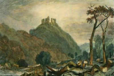 Okehampton Castle, River Okemont (Restrike Etching) art print by Francis Calcraft Turner