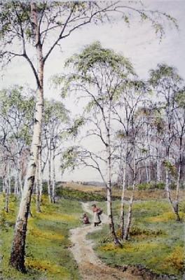 The Primrose Field (Restrike Etching) art print by Frederick Albert Slocombe
