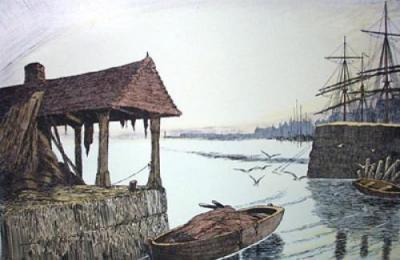 Low Tide in Port (Restrike Etching) art print by Geoffrey S. Garnier