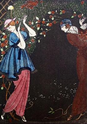 Gossip (Restrike Etching) art print by George Barbier