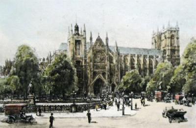 London, Westminster Abbey (Restrike Etching) art print by Harry C. Brewer