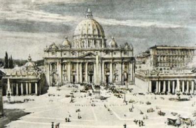 Rome, St Peter's Cathedral (Restrike Etching) art print by Harry C. Brewer