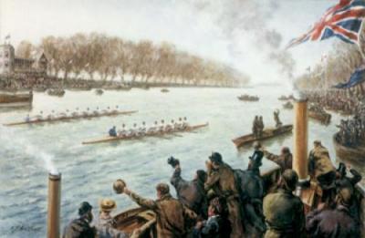 Boat Race - Dead Heat in 1877 (Restrike Etching) art print by Terence Gilbert
