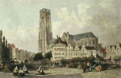 The Cathedral of Malines (Restrike Etching) art print by Thomas Allom