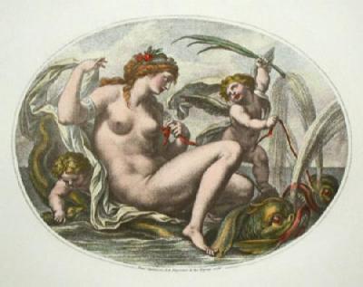 Cupids - Pl. I (Oval) (Restrike Etching) art print by Anonymous
