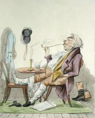 Enjoying a Pipe (Restrike Etching) art print by Anonymous