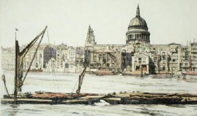 St Pauls from the Thames (Restrike Etching) art print by Anonymous