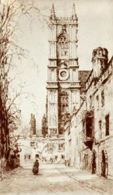 London View - Deans Yard (Restrike Etching) art print by Dorothy Sweet