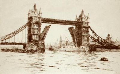 London View - Tower Bridge (Restrike Etching) art print by Dorothy Sweet