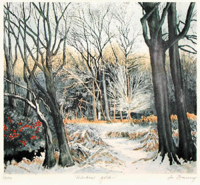 Winter Gold (Restrike Etching) art print by Jo Barry