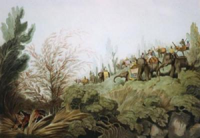 Driving a Tiger out of Jungle (Restrike Etching) art print by Samuel Howitt