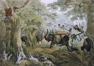 Shooting a Leopard (Restrike Etching) art print by Samuel Howitt