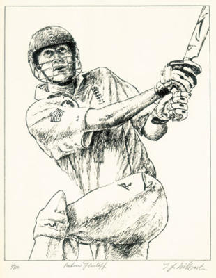 Andrew Flintoff (Restrike Etching) art print by Terence Gilbert