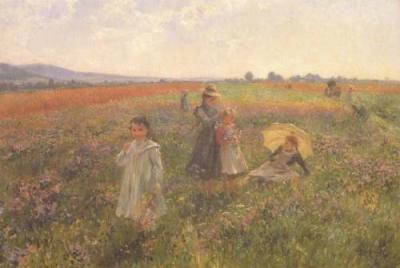 Children In A Field Of Flowers art print by Emil Czech