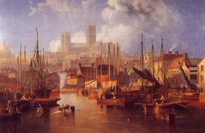 The Brayford Pool & Lincoln Cathedral art print by James Wilson Carmichael
