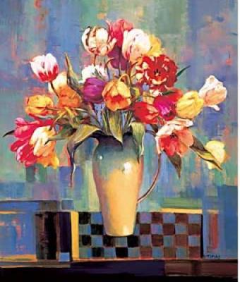 Floral Checkmate II art print by Jennie Tomao
