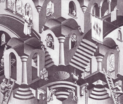 Concave and Convex art print by M.C. Escher