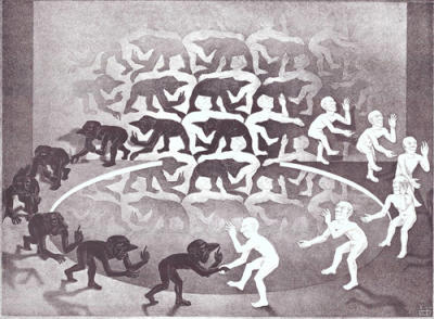 Encounter art print by M.C. Escher