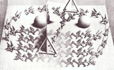Magic Mirror art print by M.C. Escher