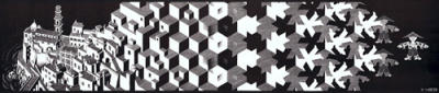 Metamorphosis I art print by M.C. Escher