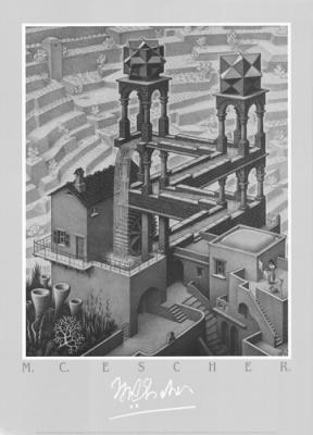 Waterfall art print by M.C. Escher