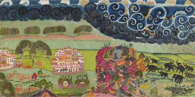 Death of Vali; Rama and Lakshmana wait out of the monsoon
