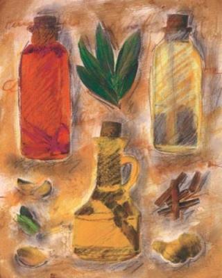 Herbs & Oil l art print by Tanya M. Fischer