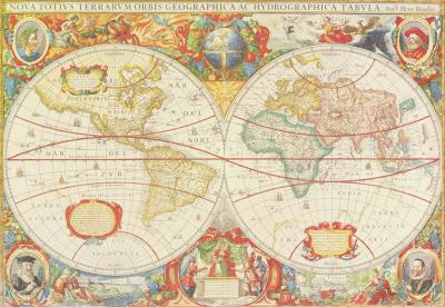 Antique Map Of The World art print by Henricus Hondius