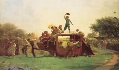 The Old Stage Coach art print by Jonathan Eastman Johnson