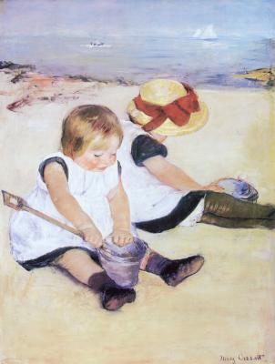 Children Playing On The Beach art print by Mary Cassatt