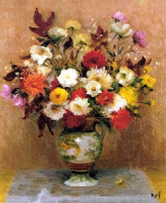 Bouquet Of Dahlias art print by Marcel Dyf