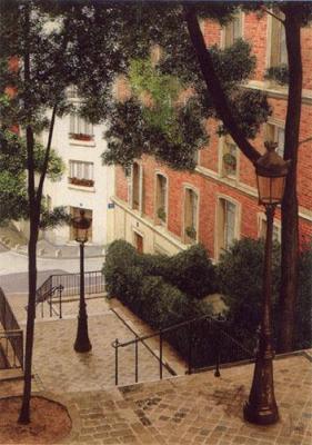 Escaliers a Montmartre art print by Michel Duvoisin