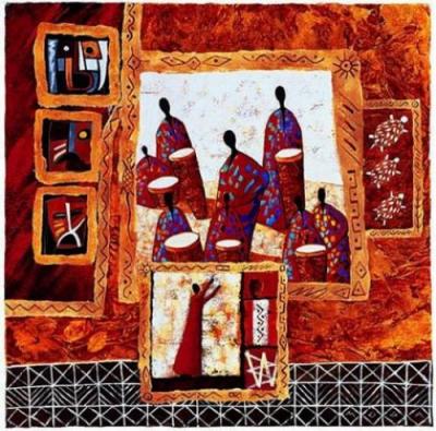 Les tambours de Brazza art print by Moga