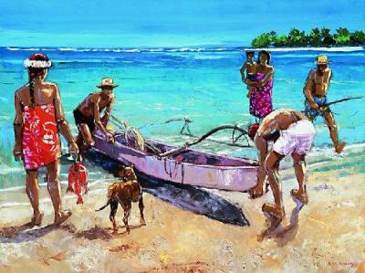 Retour de p�che art print by Andr� Deymonaz