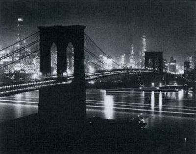 The Brooklyn Bridge at Night art print by Andreas Feininger