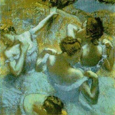 Dancers in blue art print by Edgar Degas