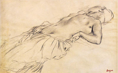 Lying Nude art print by Edgar Degas
