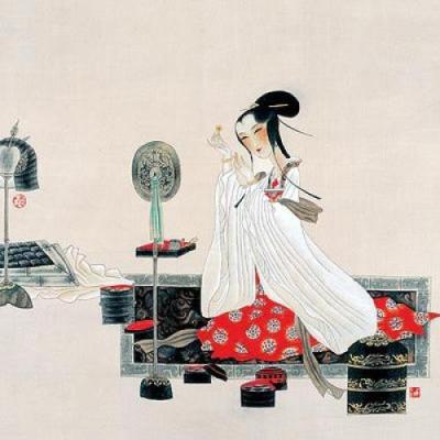 Young Lady with a Mirror art print by Chinese Art