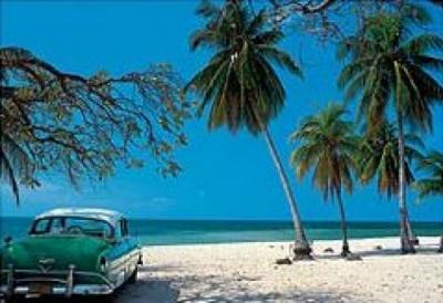 Antique car at Beach, Trinidad, Sancti Spiritus art print by Whitby