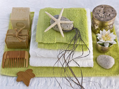 Bain vert et blanc