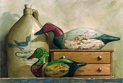Canvasback and Wood Duck art print by Kathleen Cope Ruoss