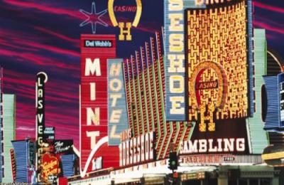 Fremont Street, Las Vegas Nevada art print by Mitchell Funk